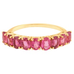 Ovaler Ring aus 18 Karat Gelbgold mit rosa Turmalin und Turmalin
