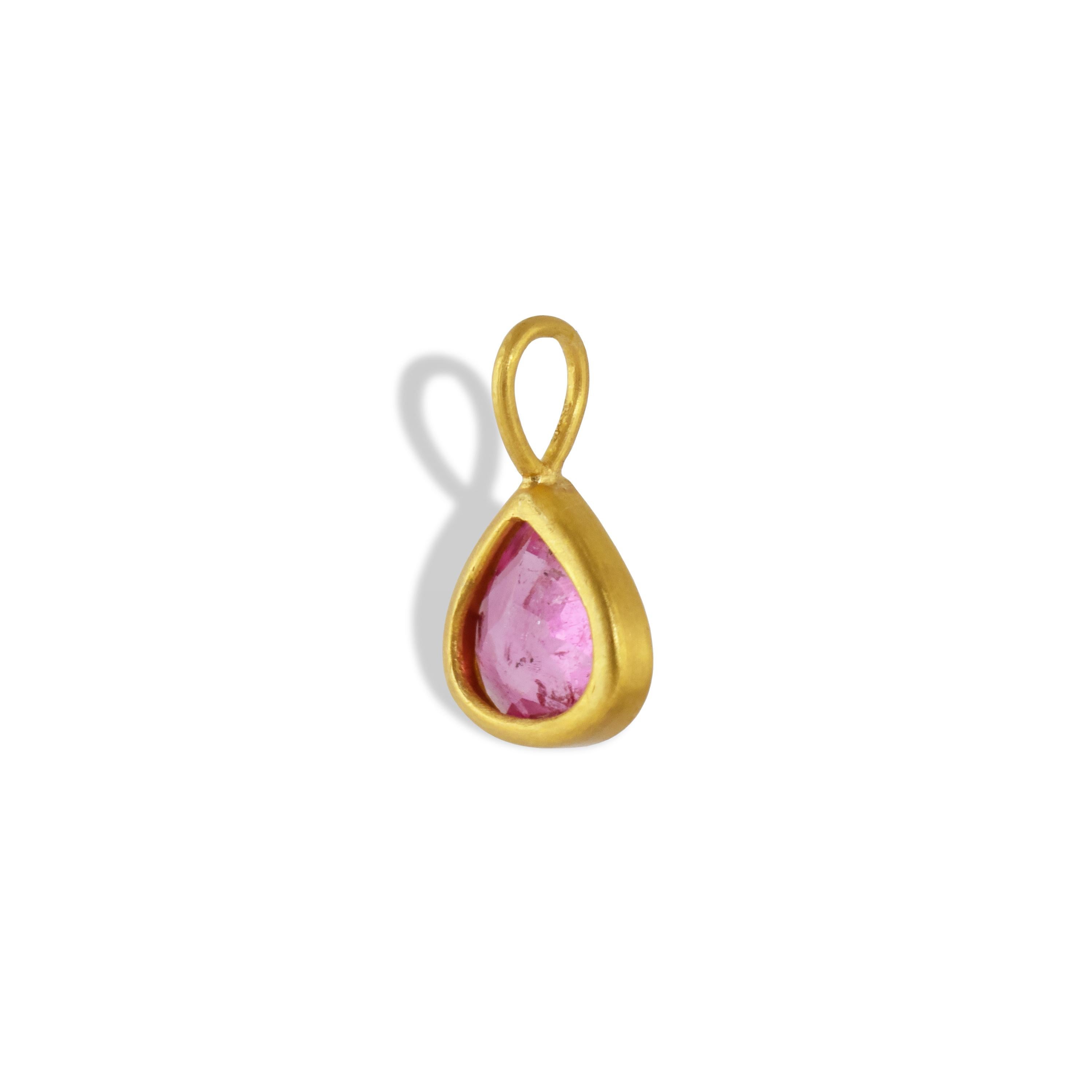 Contemporary Ico & the Bird Fine Jewelry 22 Karat Gold Pear Drop Pendant