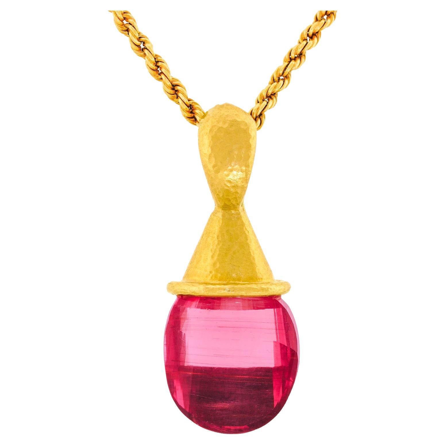 Pink Tourmaline Pendant 18k c1990s