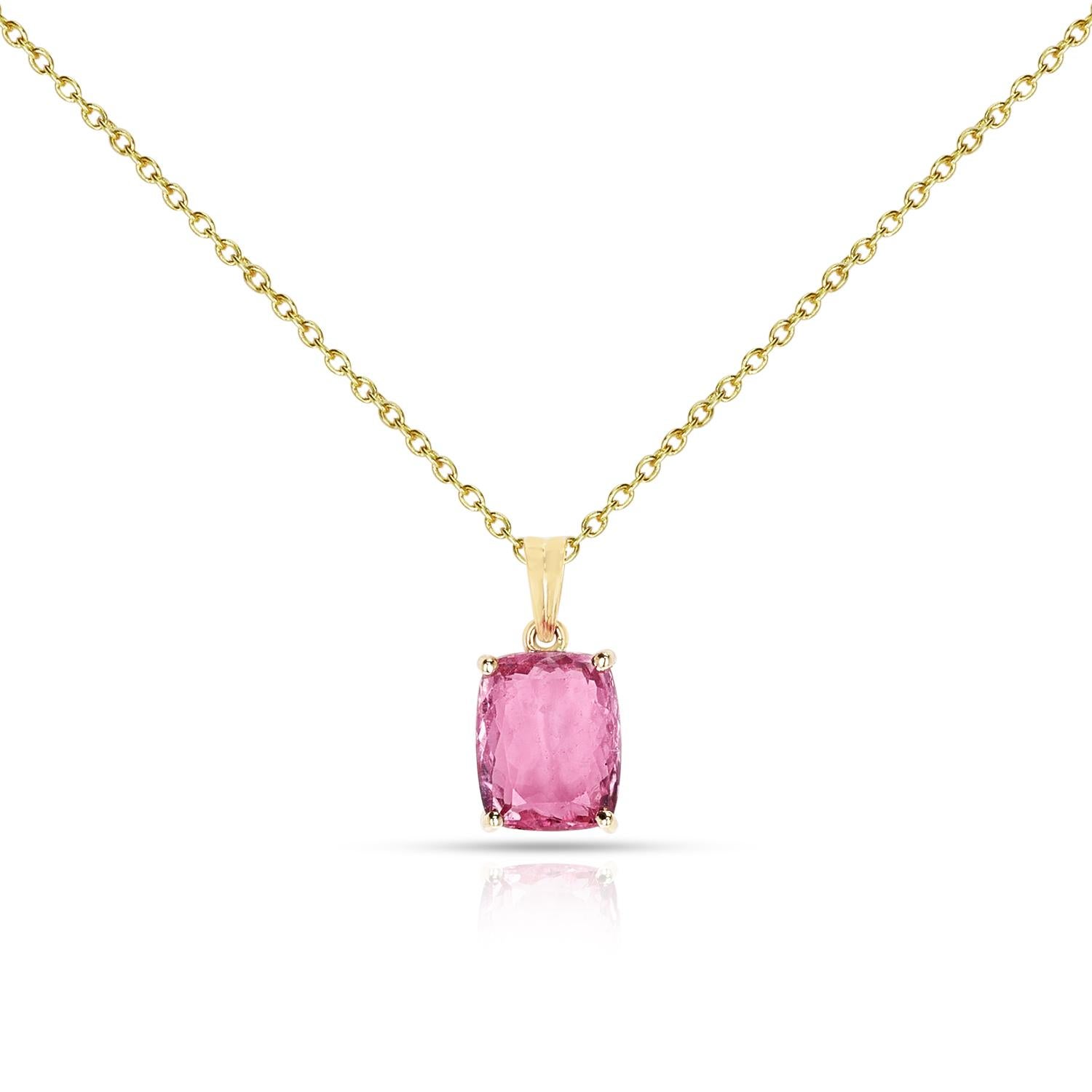 Pendentif en or jaune 18 carats avec tourmaline rose 5 carats Unisexe en vente