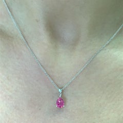 Pink tourmaline pendant necklace 18k white gold