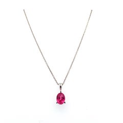 Pink tourmaline pendant necklace 18k white gold