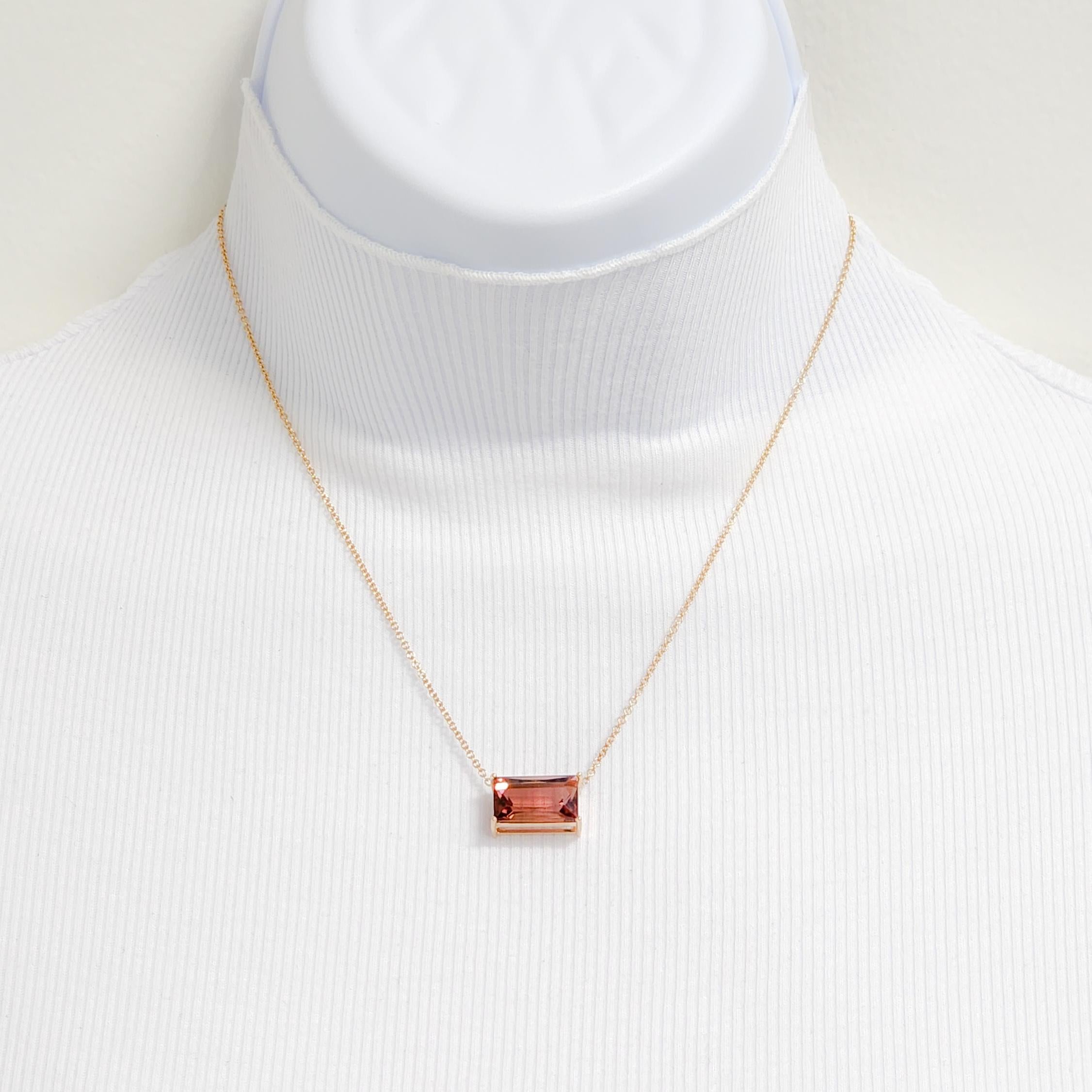 Collana con ciondolo di tormalina rosa in oro rosa 18 carati 2