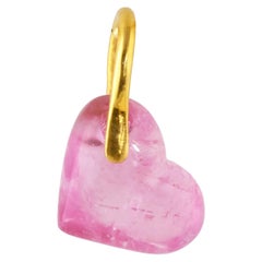 Ico & the Bird Pink Tourmaline Puffy Heart Pendant 22 Karat Gold