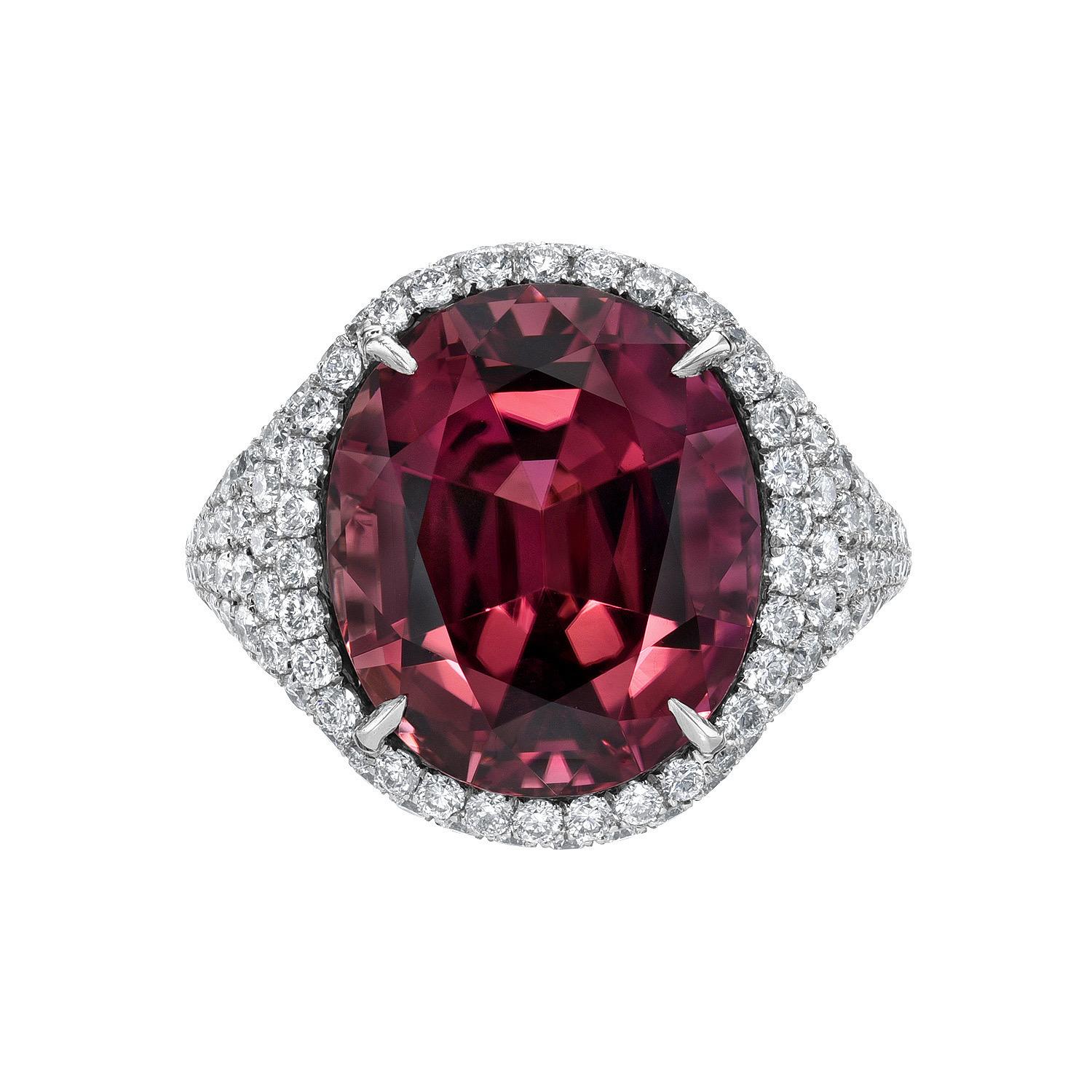 Contemporary Pink Tourmaline Ring 10.43 Carat Oval