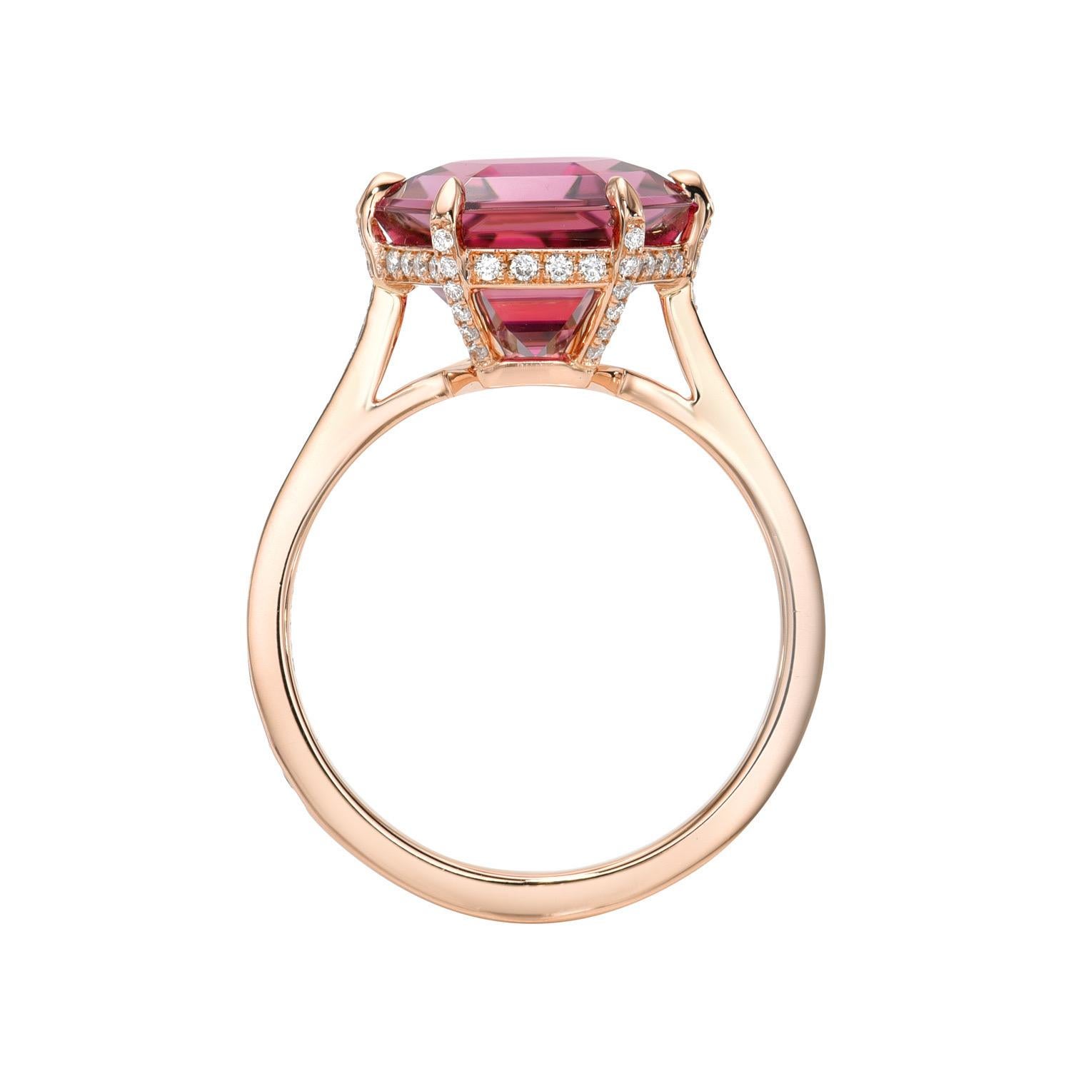 Contemporary Pink Tourmaline Ring 5.50 Carat Hexagon For Sale