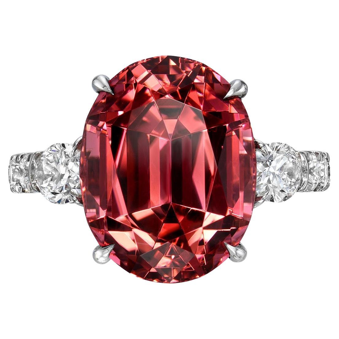 Pink Tourmaline Ring 9.55 Carat Oval For Sale