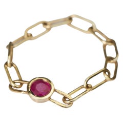 Anello con tormalina rosa, anello a catena, oro, J Dauphin