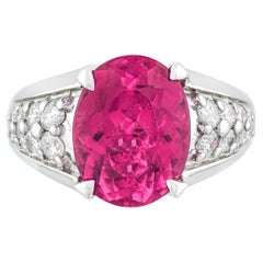 Rosa Turmalin Ring Diamantfassung 5,10 Karat Platin