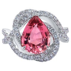 Ring mit rosa Turmalin und Diamanten, 2,85 Karat 18K Weißgold
