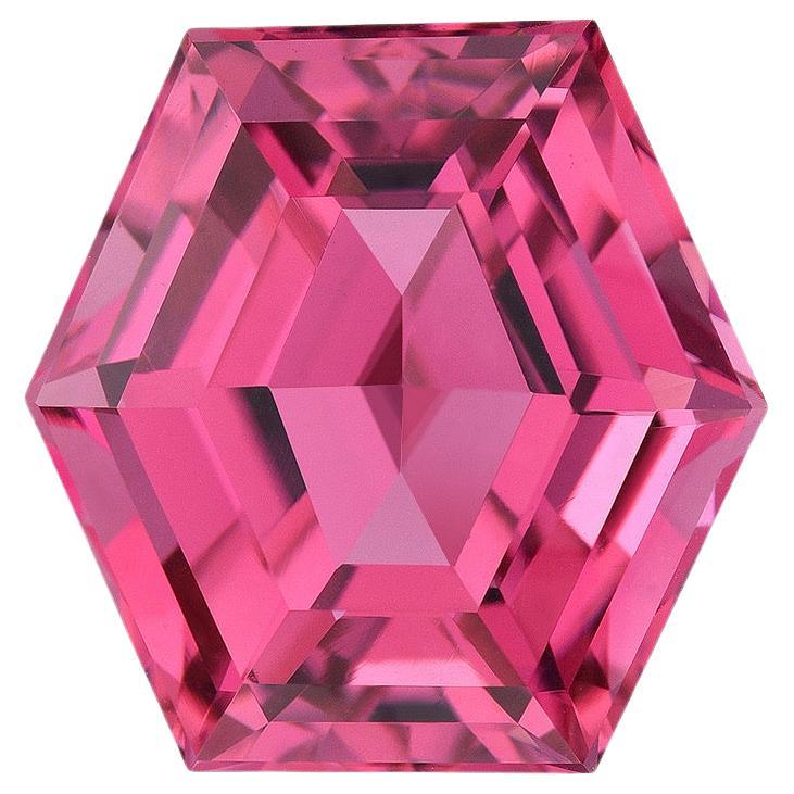 Pink Tourmaline Ring Gem 5.50 Carat Hexagon For Sale