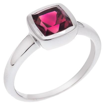 Solitaire 1.50Ct Round Shape Natural Pink Tourmaline Ring In 14KT White Gold 