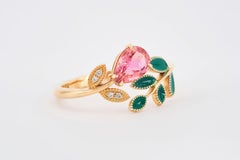 Pink Tourmaline Ring in 14k Gold, Tourmaline Gold Ring