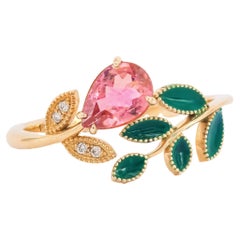 Pink Tourmaline Ring in 14k Gold, Tourmaline Gold Ring