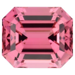 Pink Tourmaline Ring Loose Gemstone 4.15 Carat Unmounted Emerald Cut