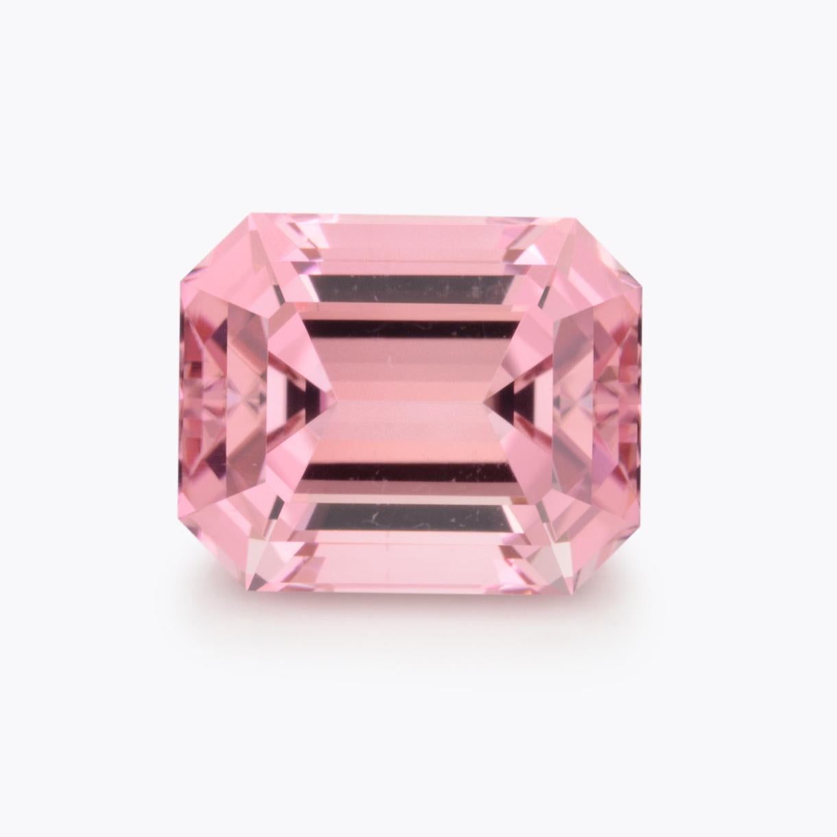 Contemporary Pink Tourmaline Ring Loose Stone 3.41 Carat Unmounted Emerald Cut For Sale