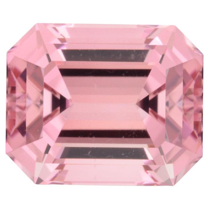 Pink Tourmaline Ring Loose Stone 3.41 Carat Unmounted Emerald Cut For Sale