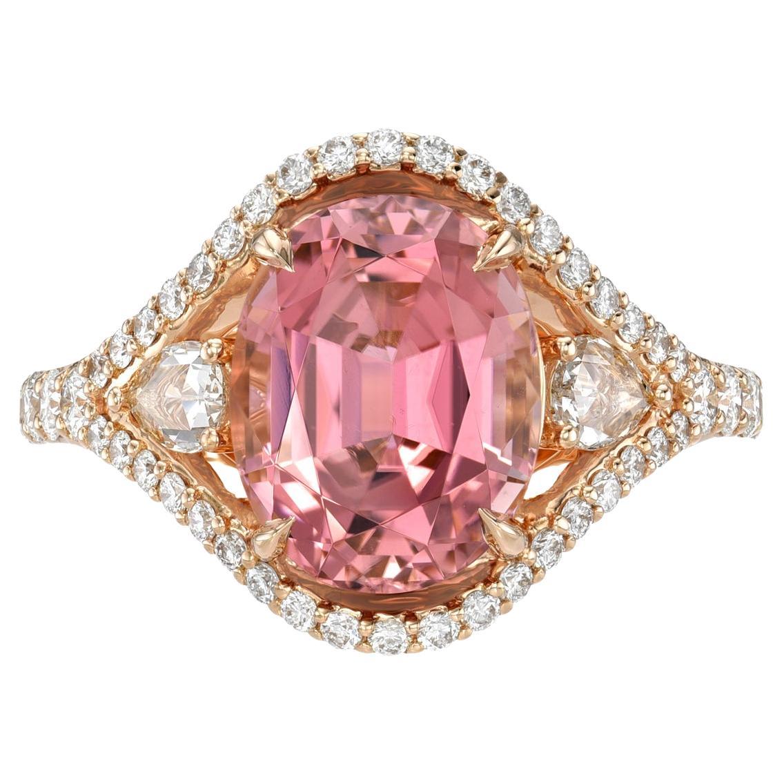 Pink Tourmaline Ring Oval 4.47 Carats For Sale