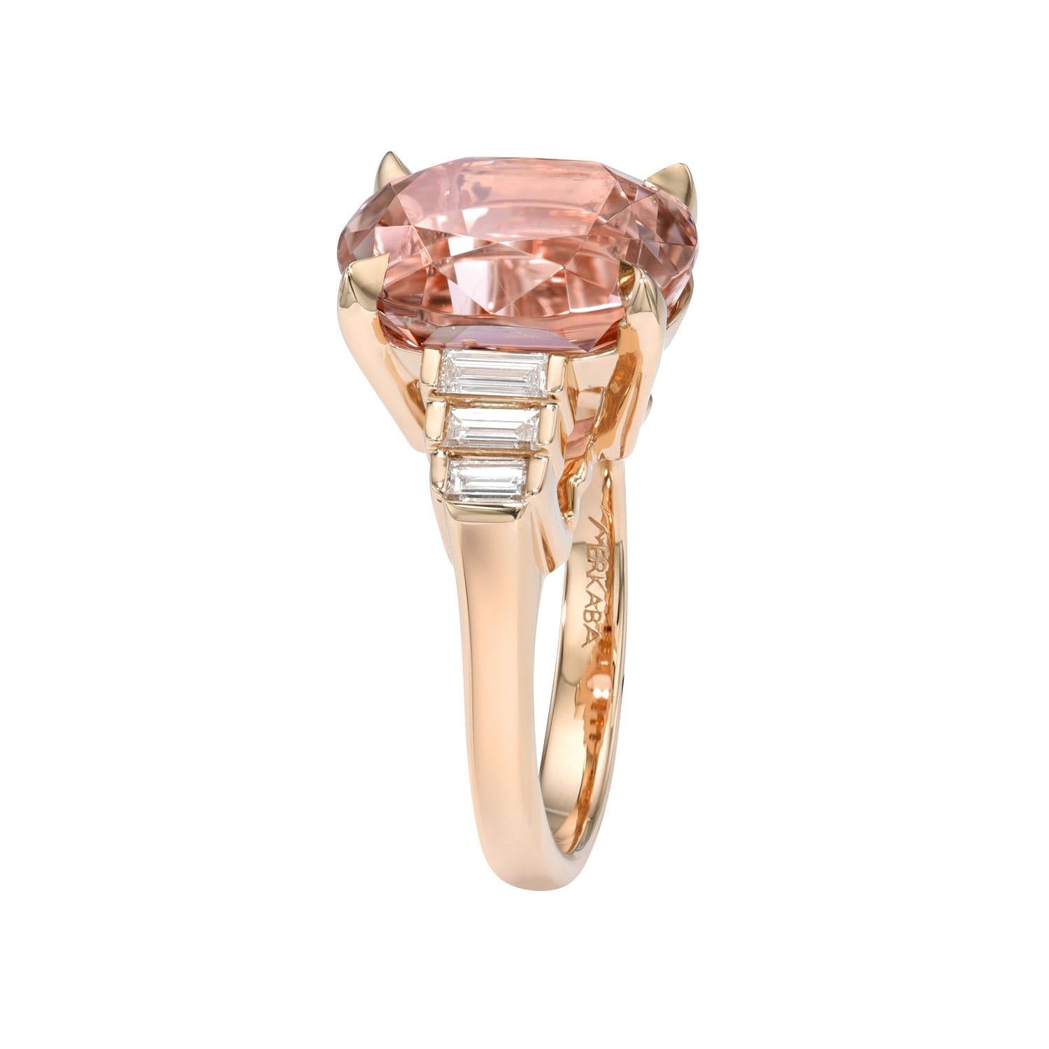 Art Deco Pink Tourmaline Ring Oval 6.79 Carat For Sale