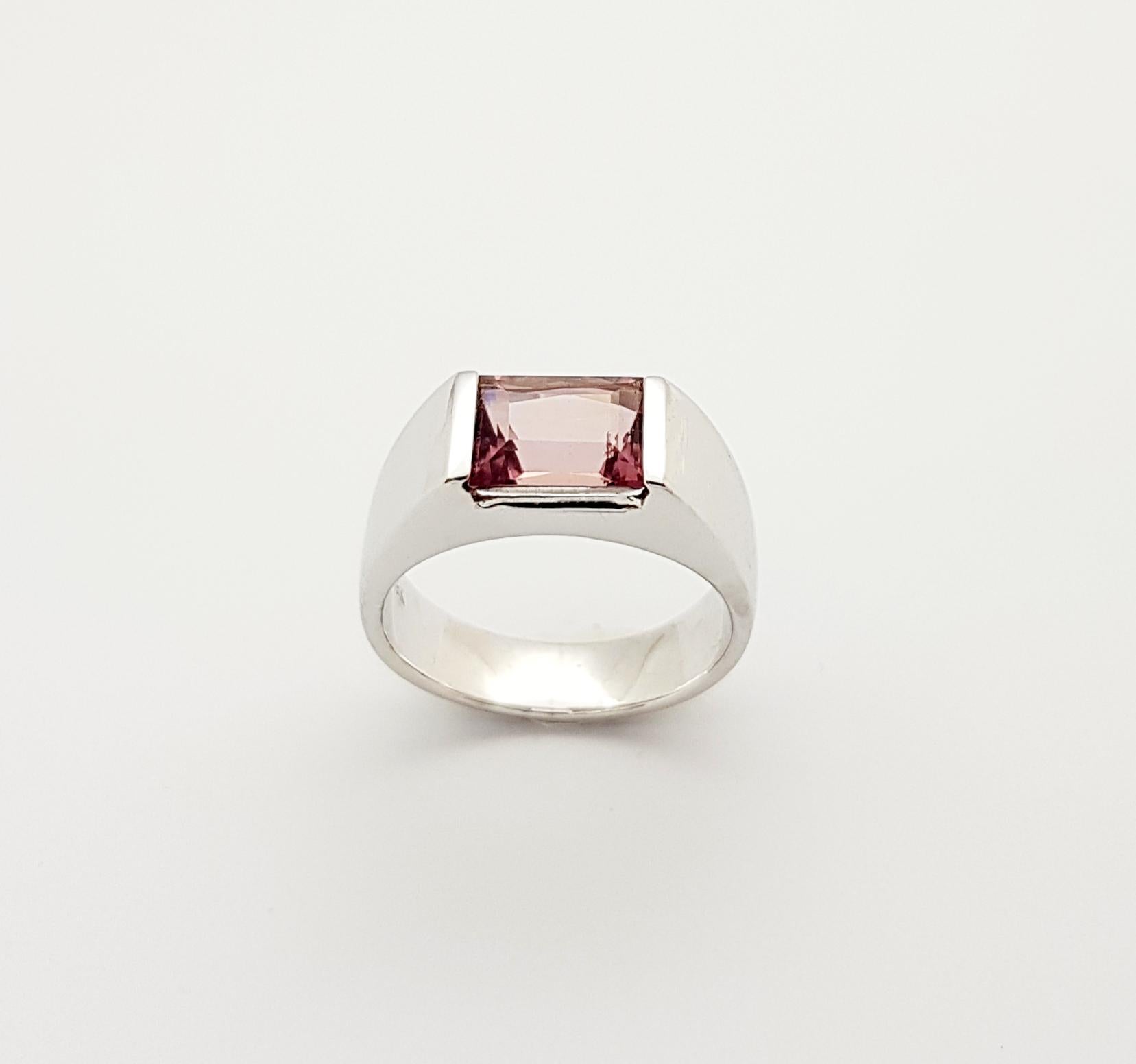 Ring mit rosa Turmalin in 18 Karat Weißgold Fassungen im Angebot 9