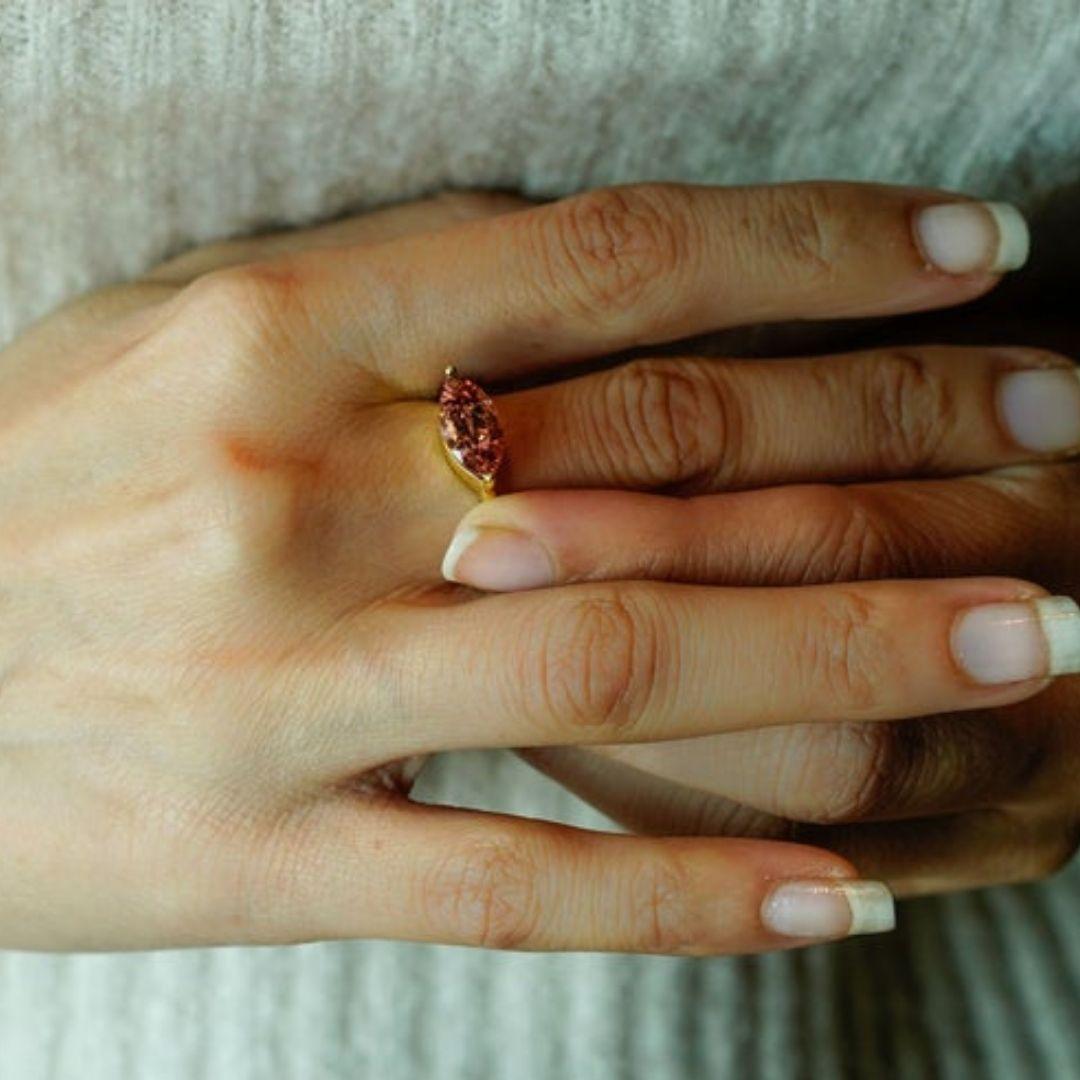 Pink Tourmaline Ring, Tourmaline Ring, Rose Gold Ring, Rose Gold Engagement Ring For Sale 1