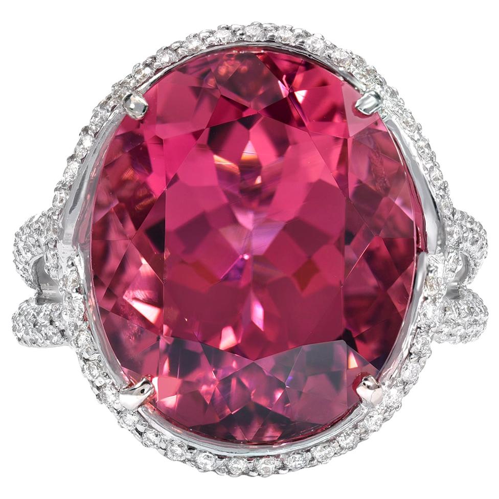 Rubellite Tourmaline Ring Oval 11.69 Carats