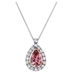 Rosa Turmalin Rose Cut Diamant Anhänger Halskette 4::70 Karat