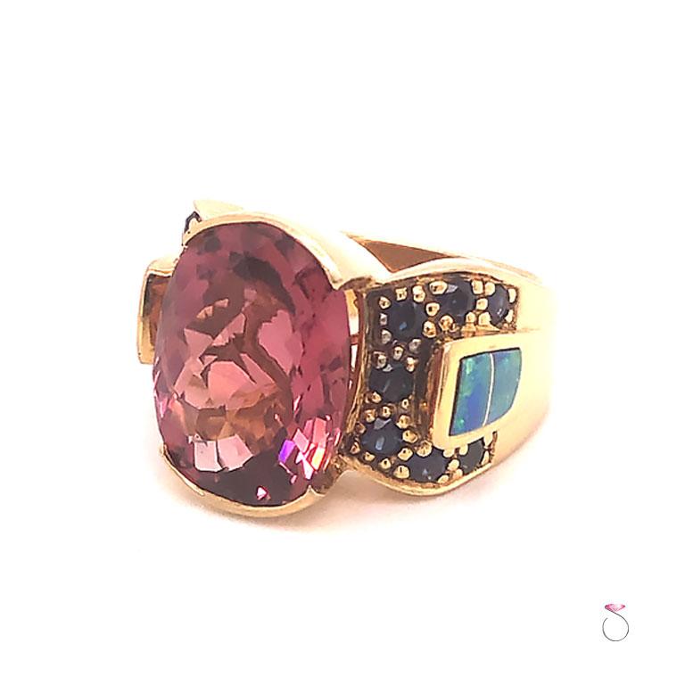 pink tourmaline and opal ring