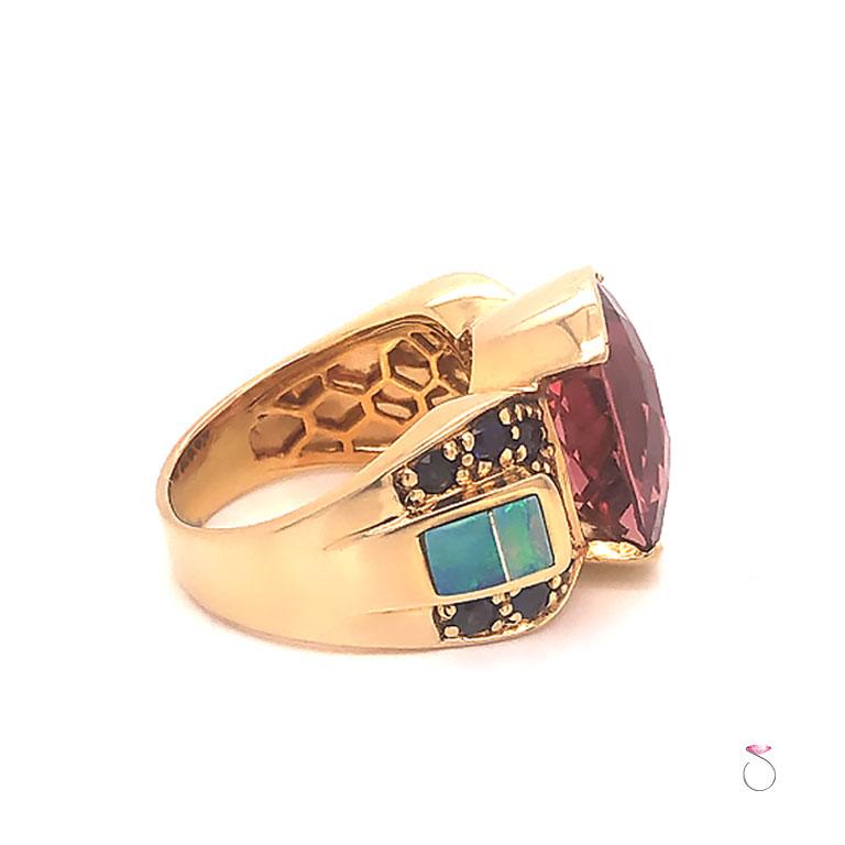 opal and pink tourmaline ring