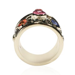2.5 ct Pink Tourmaline Sapphire Diamond 18 Karat Gold Cigar Band Ring US Size 7