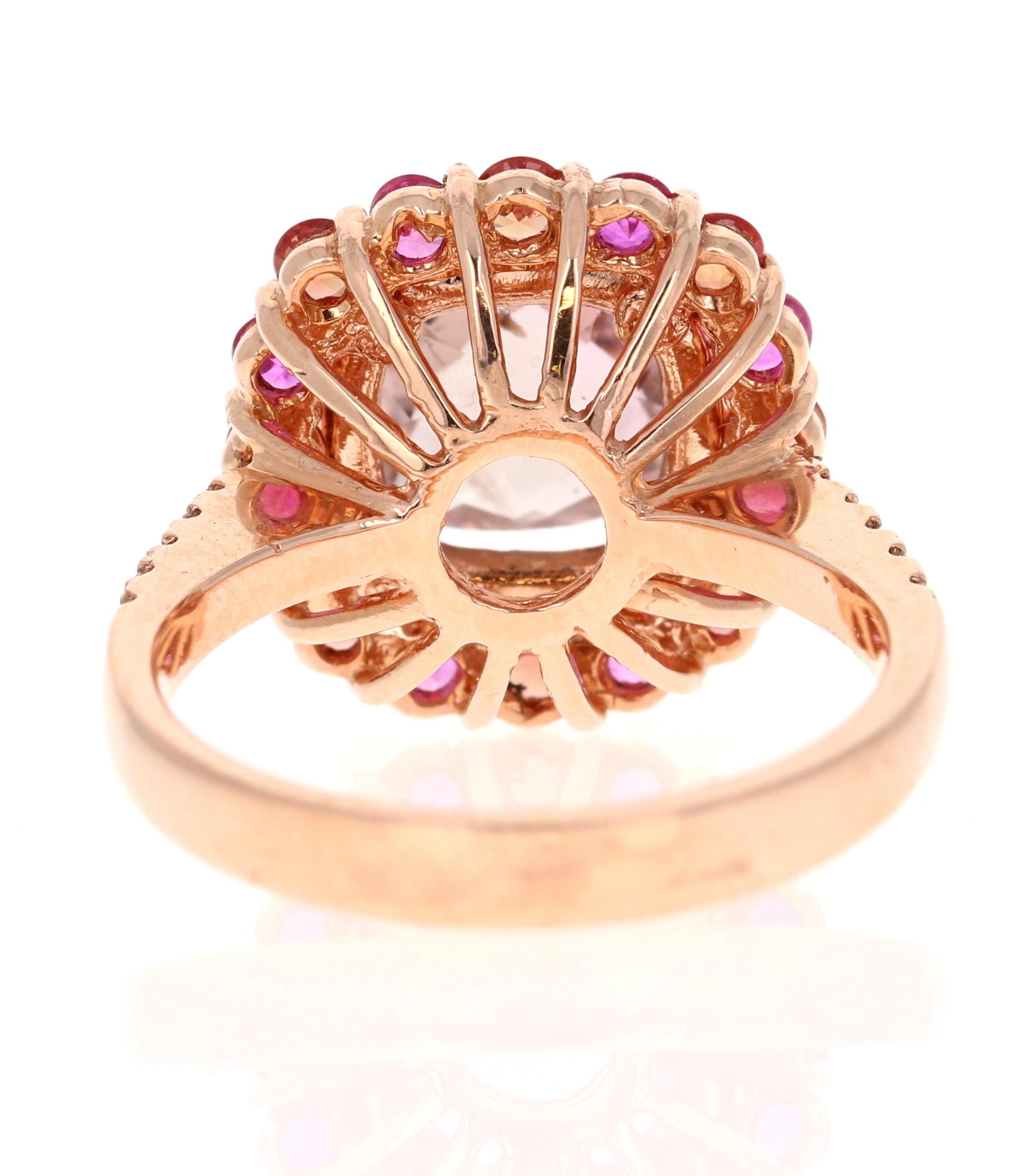 Anillo de Oro Rosa con Turmalina Rosa Zafiro Diamante en Nuevo estado para la venta en Los Angeles, CA
