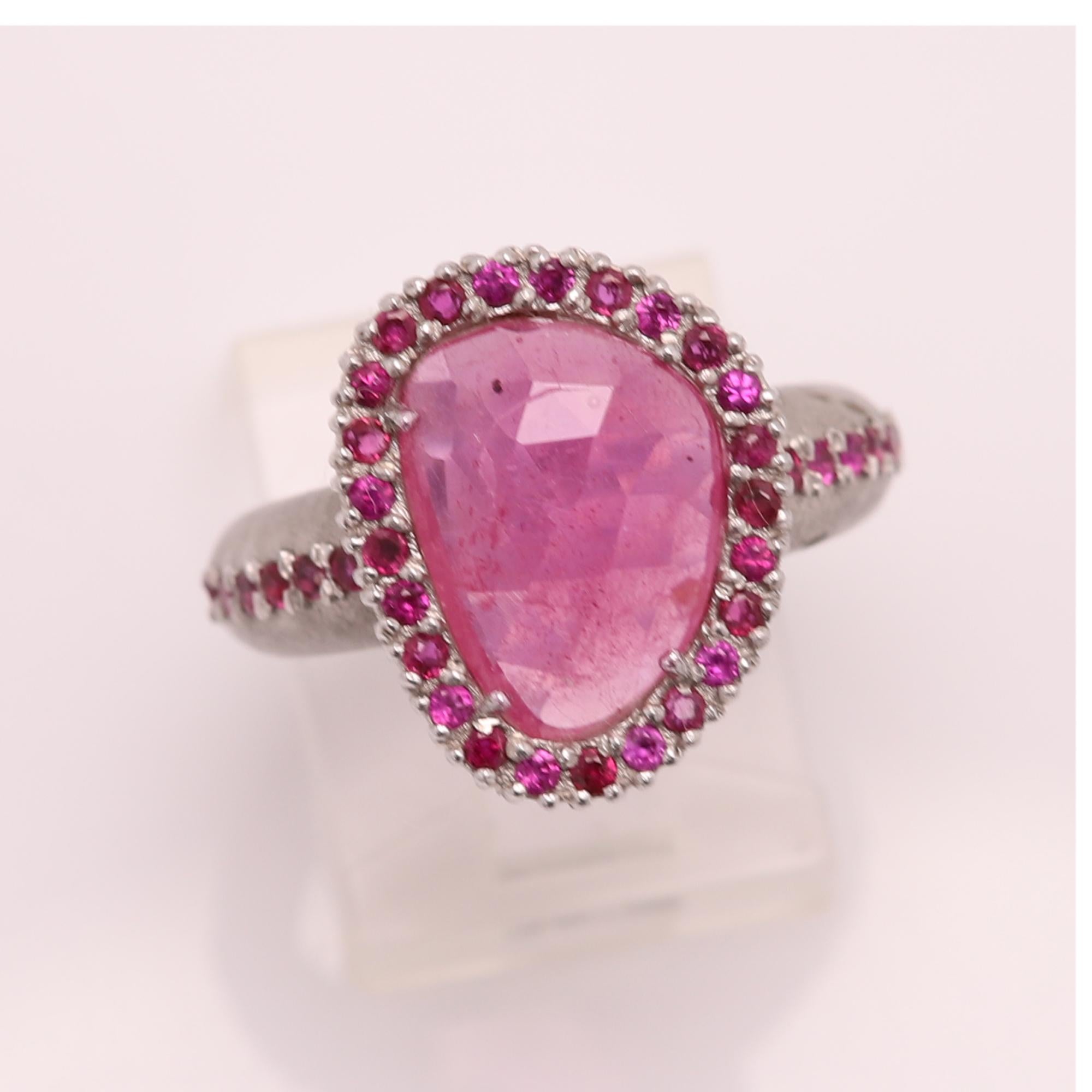 Pink Tourmaline Sliced Gem Ring 14 Karat Gold Vintage Pink Tourmaline Ring For Sale 3