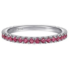 Bague empilable de 2 mm en or blanc 14 carats avec tourmaline rose LR50889