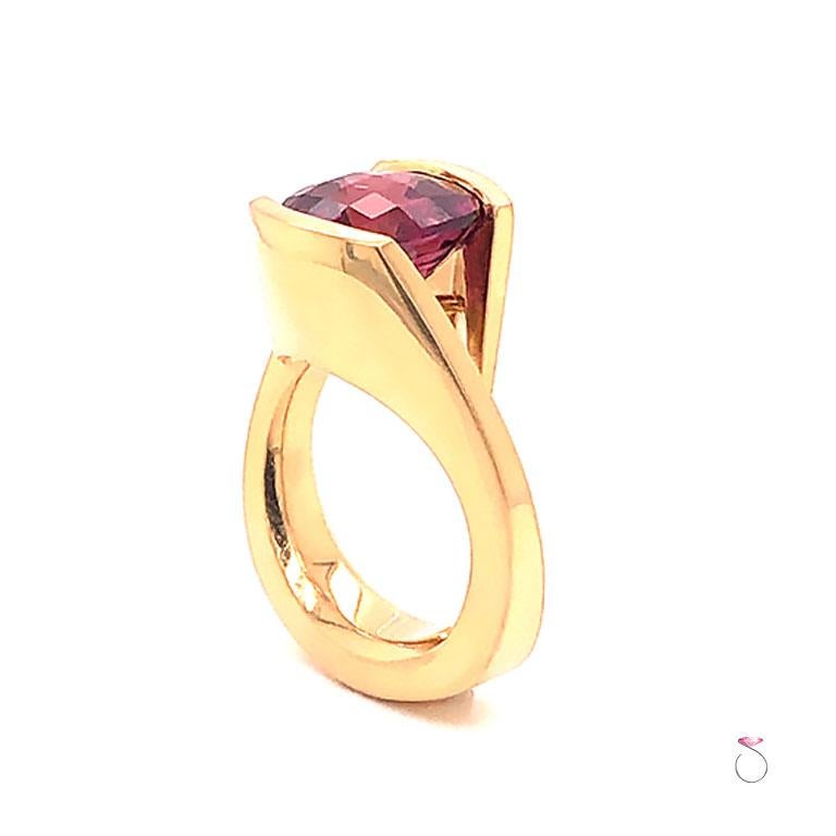 Modernist Pink Tourmaline Statement Solitaire Ring