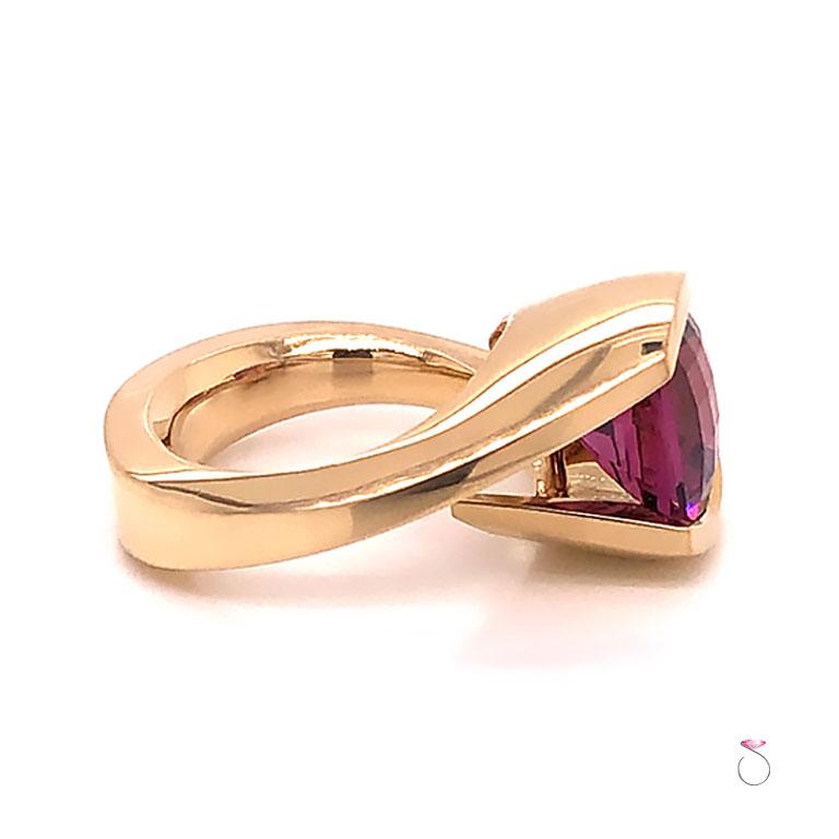 Cushion Cut Pink Tourmaline Statement Solitaire Ring