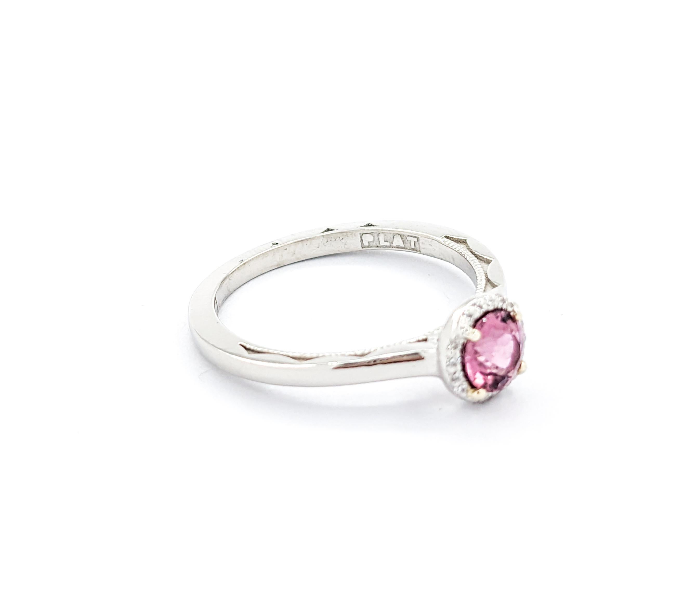 Anillo Tacori Turmalina Rosa Con Diamantes En Platino en venta 1