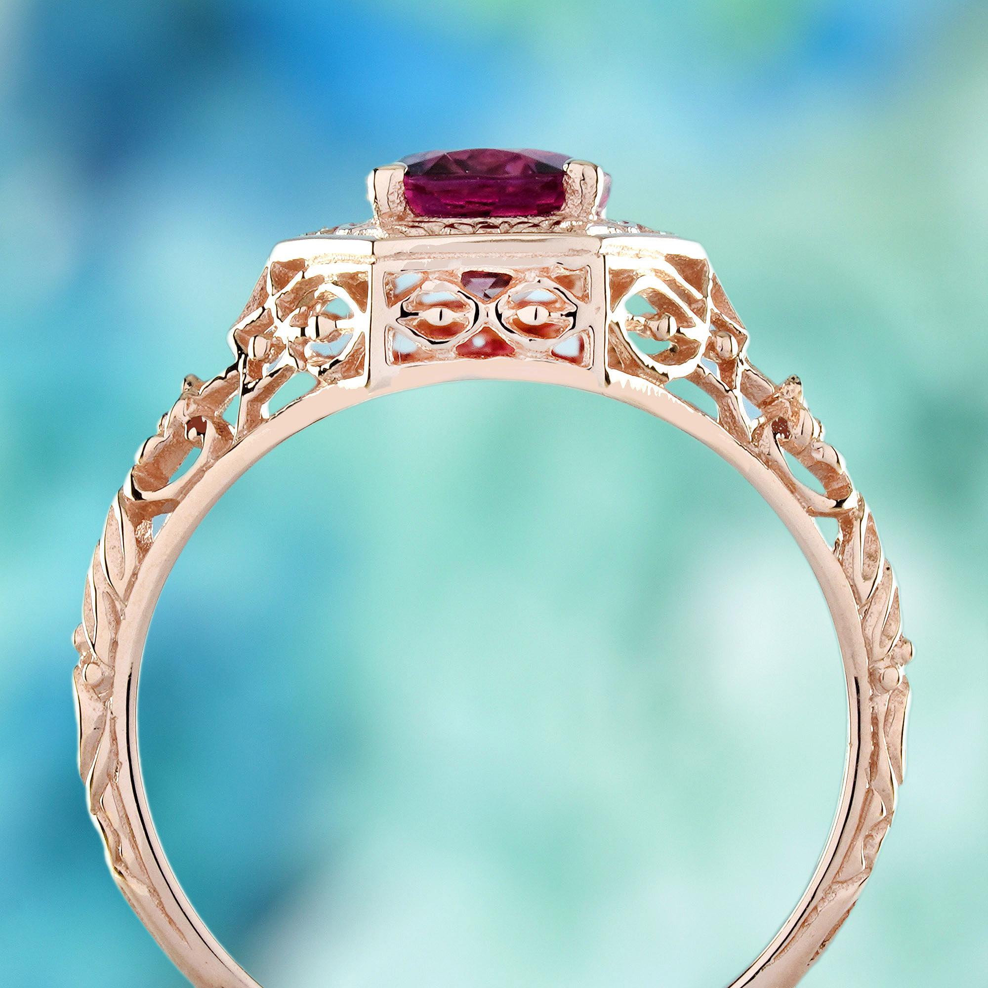 Bague filigrane de style vintage en or rose 9 carats Neuf - En vente à Bangkok, TH