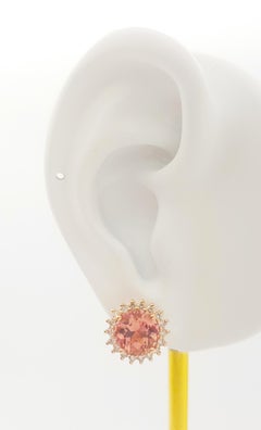 Orecchini con tormalina rosa e diamanti marroni con montatura in oro rosa 18 carati