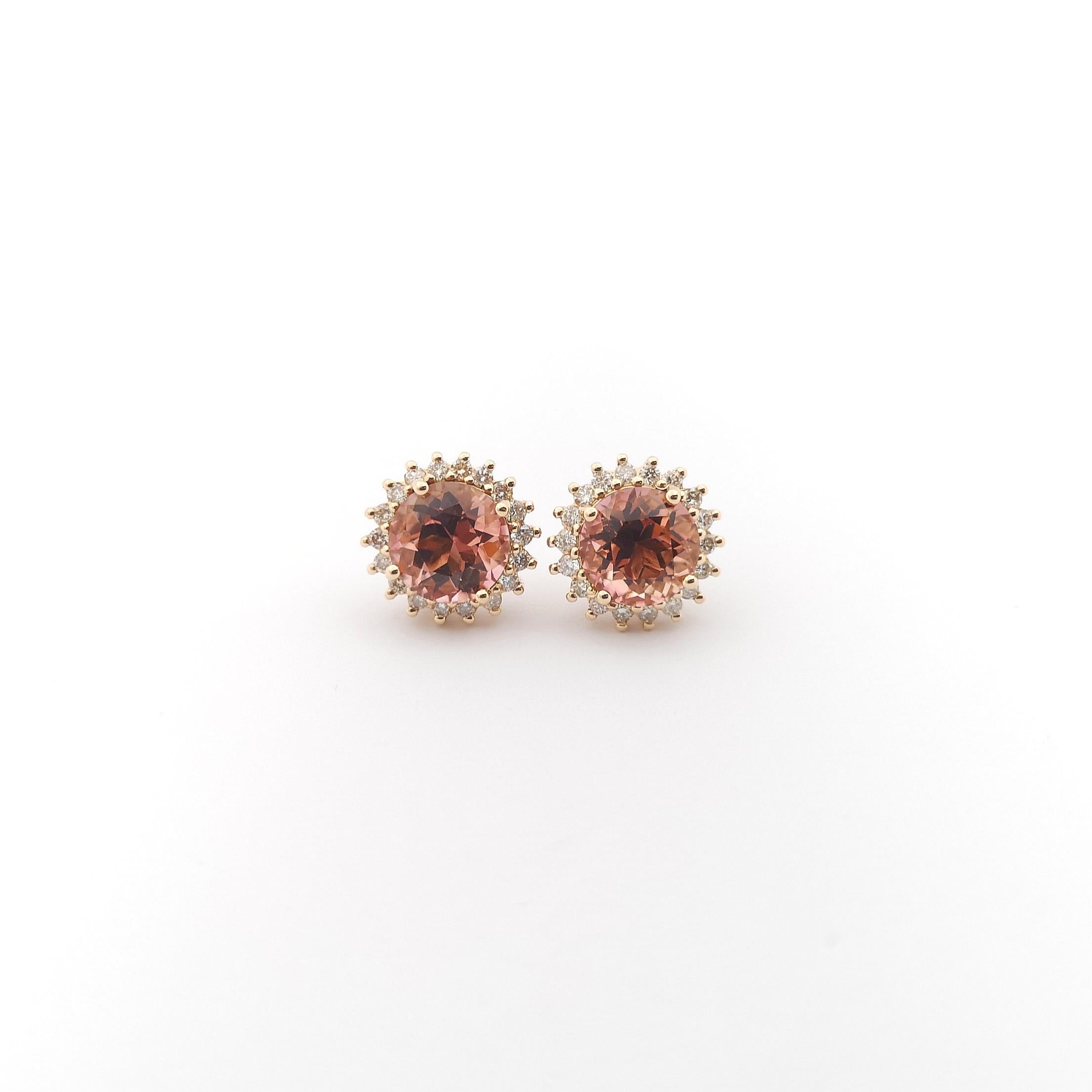 Pink Tourmaline with Brown Diamond Earrings set in 18K Rose Gold Settings In New Condition For Sale In Bangkok, TH