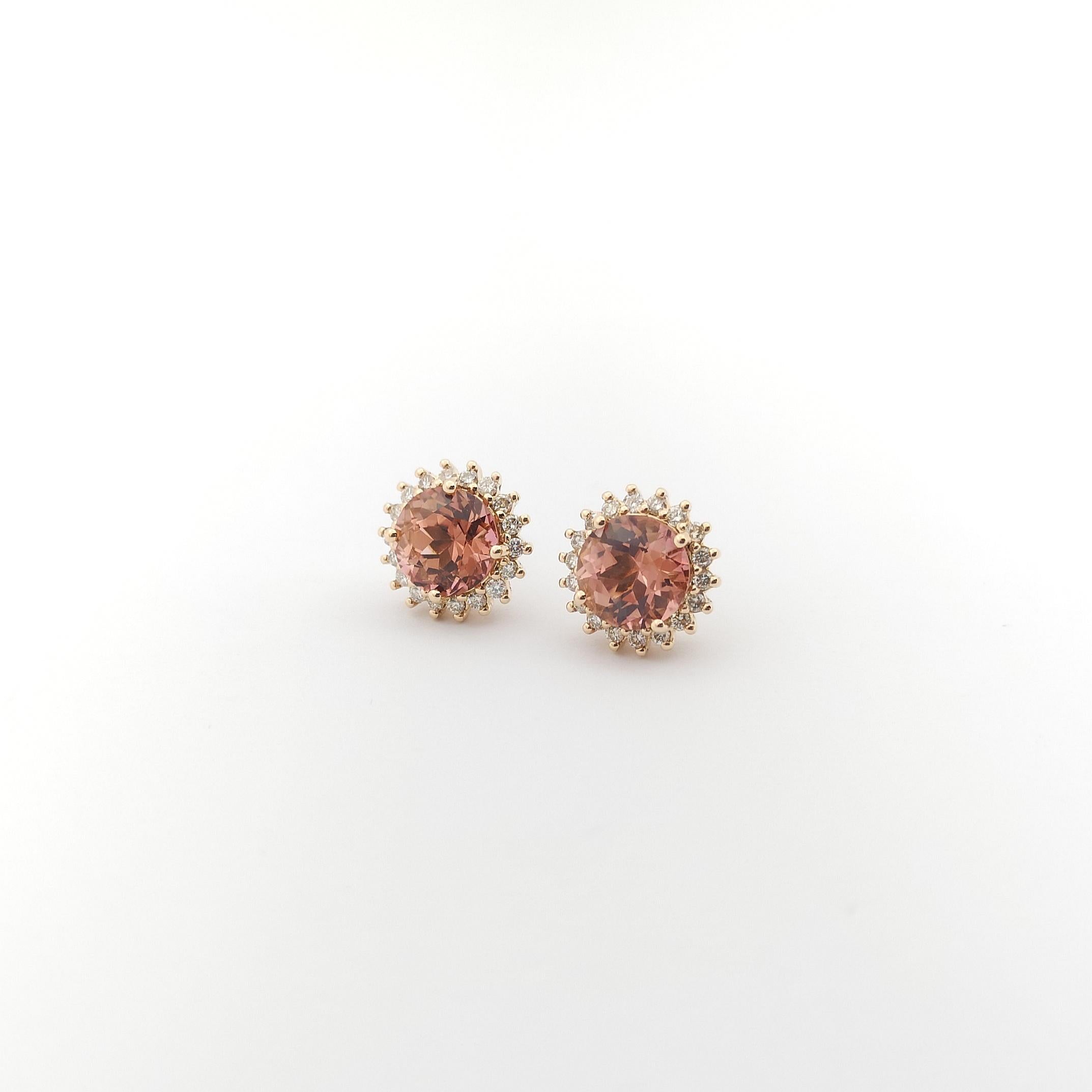 Women's or Men's Pink Tourmaline with Brown Diamond Earrings set in 18K Rose Gold Settings For Sale