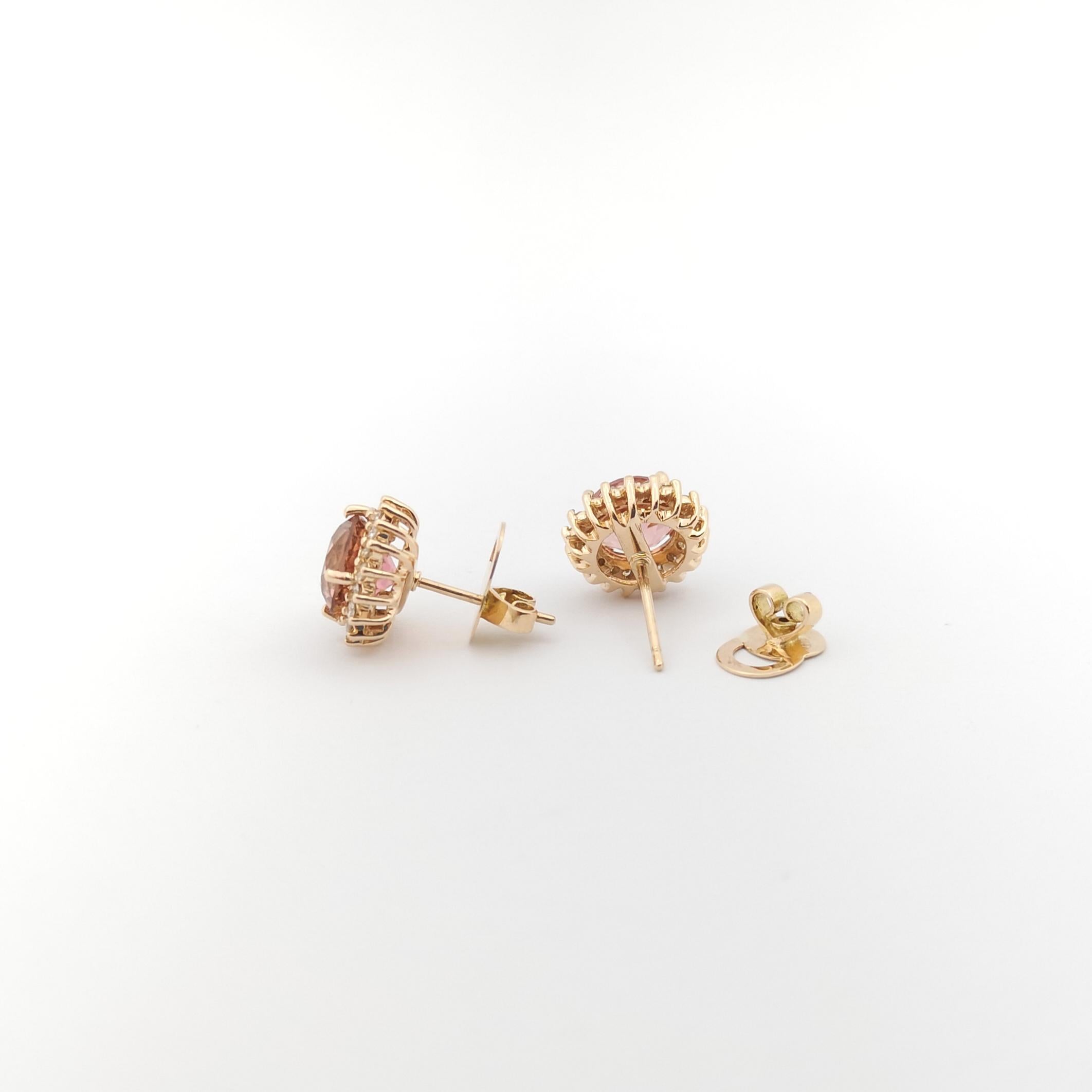 Pink Tourmaline with Brown Diamond Earrings set in 18K Rose Gold Settings For Sale 1