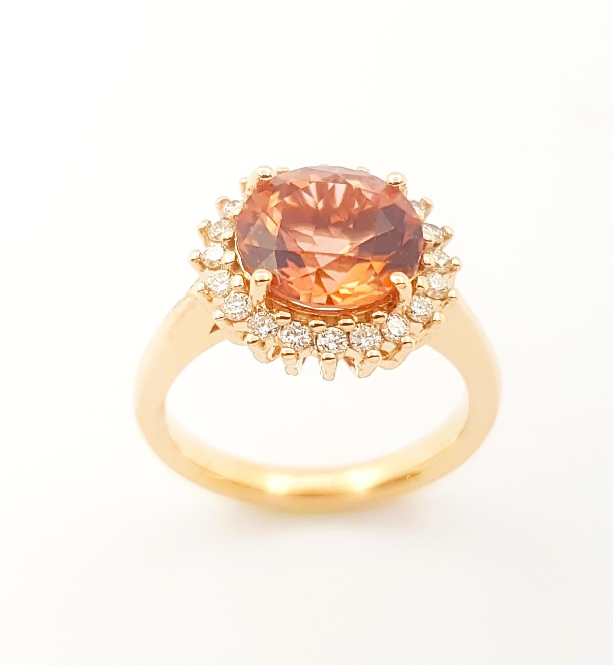 Pink Tourmaline with Brown Diamond Ring set in 18K Rose Gold Settings For Sale 6