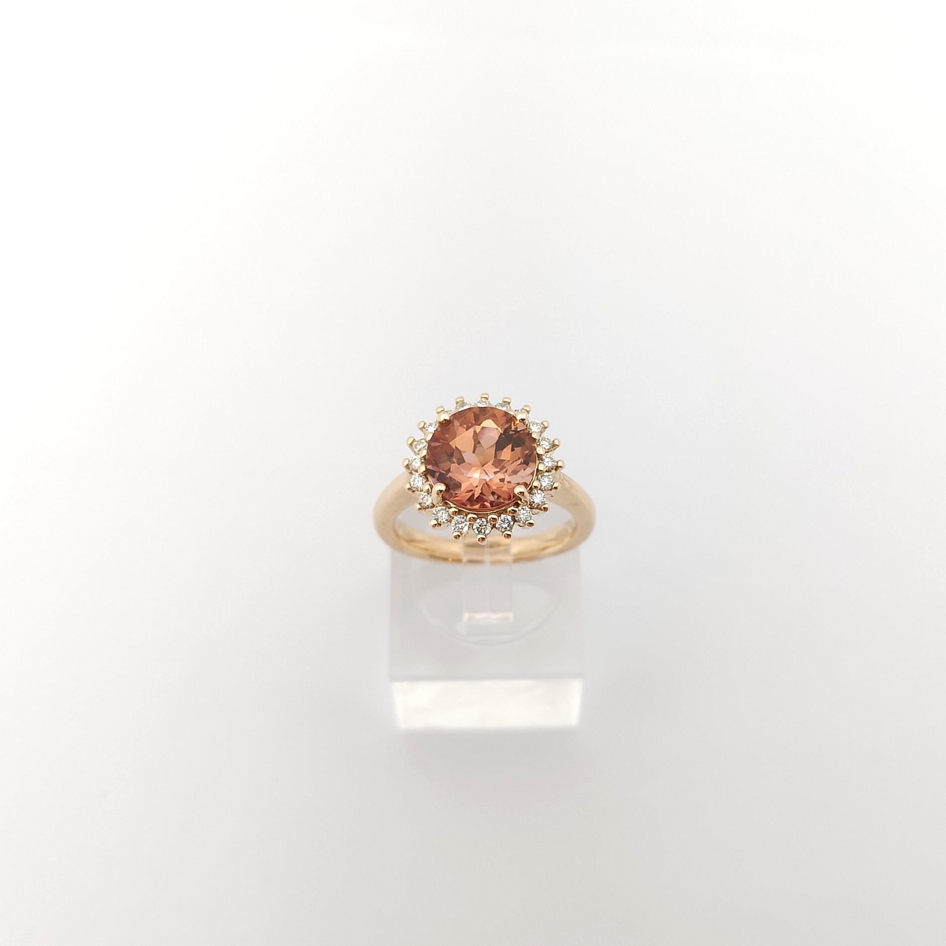 Pink Tourmaline with Brown Diamond Ring set in 18K Rose Gold Settings For Sale 8