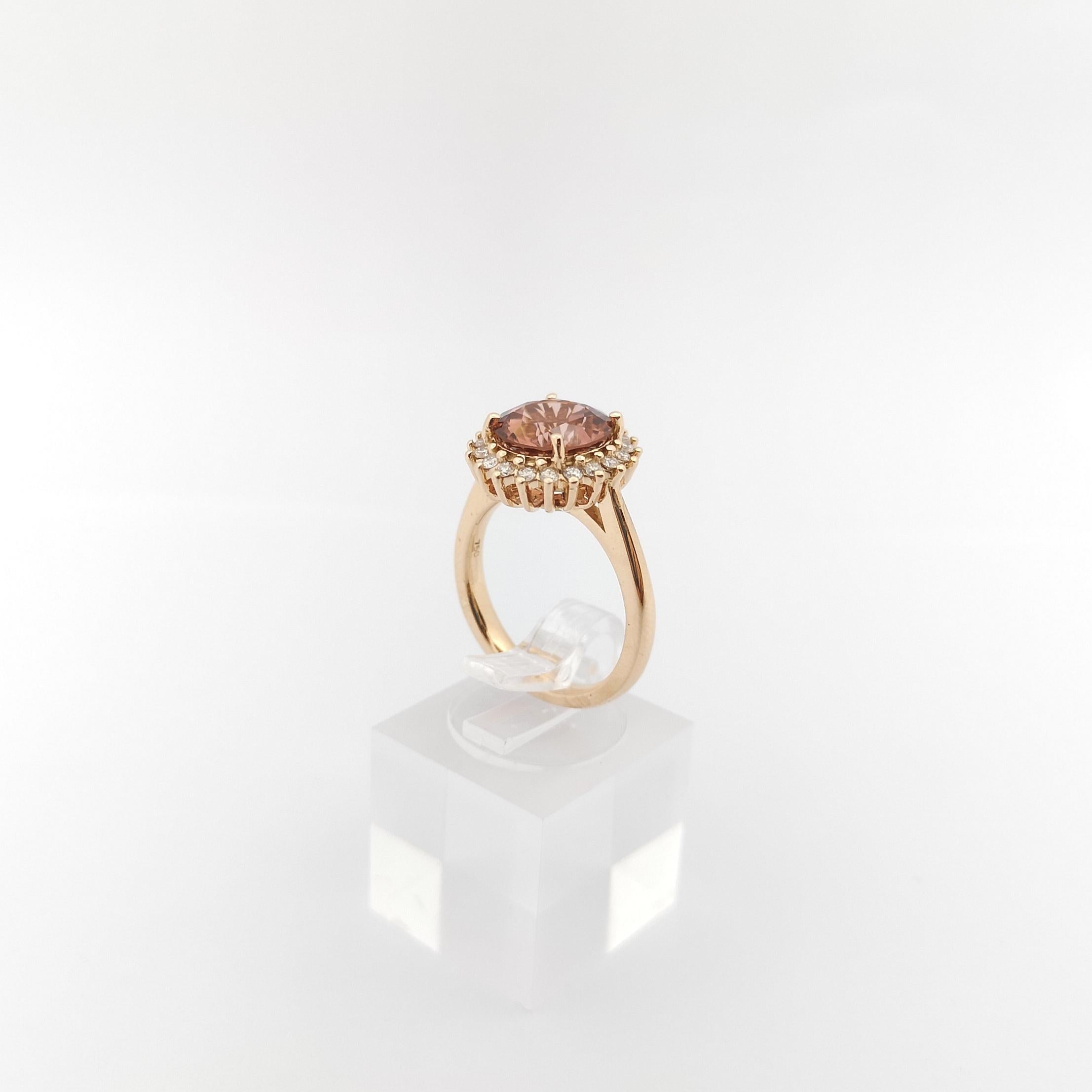 Pink Tourmaline with Brown Diamond Ring set in 18K Rose Gold Settings For Sale 9