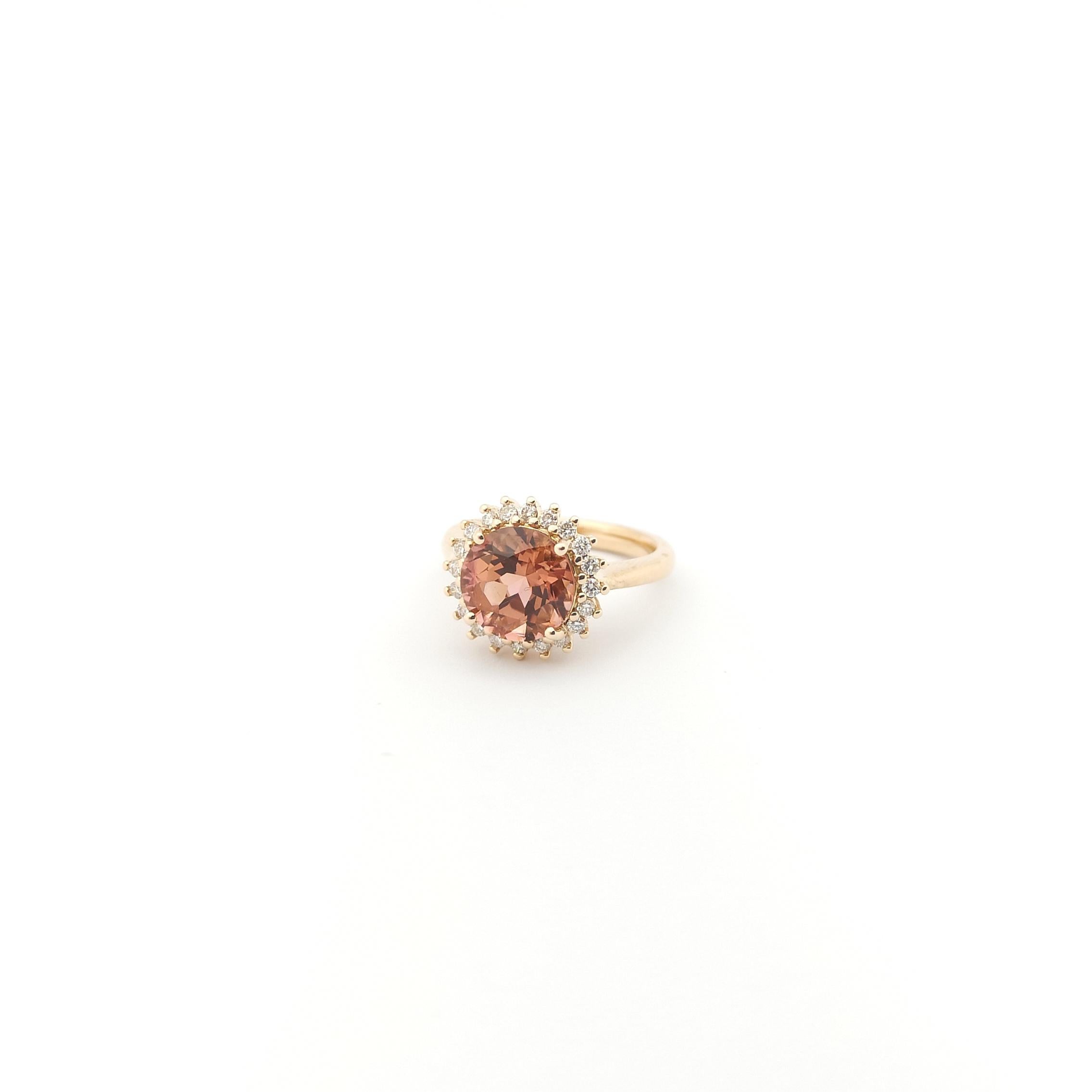 Pink Tourmaline with Brown Diamond Ring set in 18K Rose Gold Settings For Sale 1