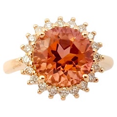 Pinker Turmalin mit braunem Diamond Ring in 18K Rose Gold Fassung