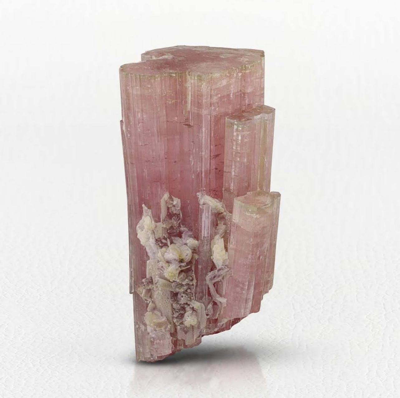 Contemporary Pink Tourmaline With Lepidolite And Perfect Secondary Crystals From Afghanistan For Sale