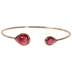 Pink Tourmaline Yellow Gold Bangle Bracelet Created by Marion Jeantet