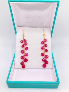 Pink Tourmaline Yellow Gold Earrings