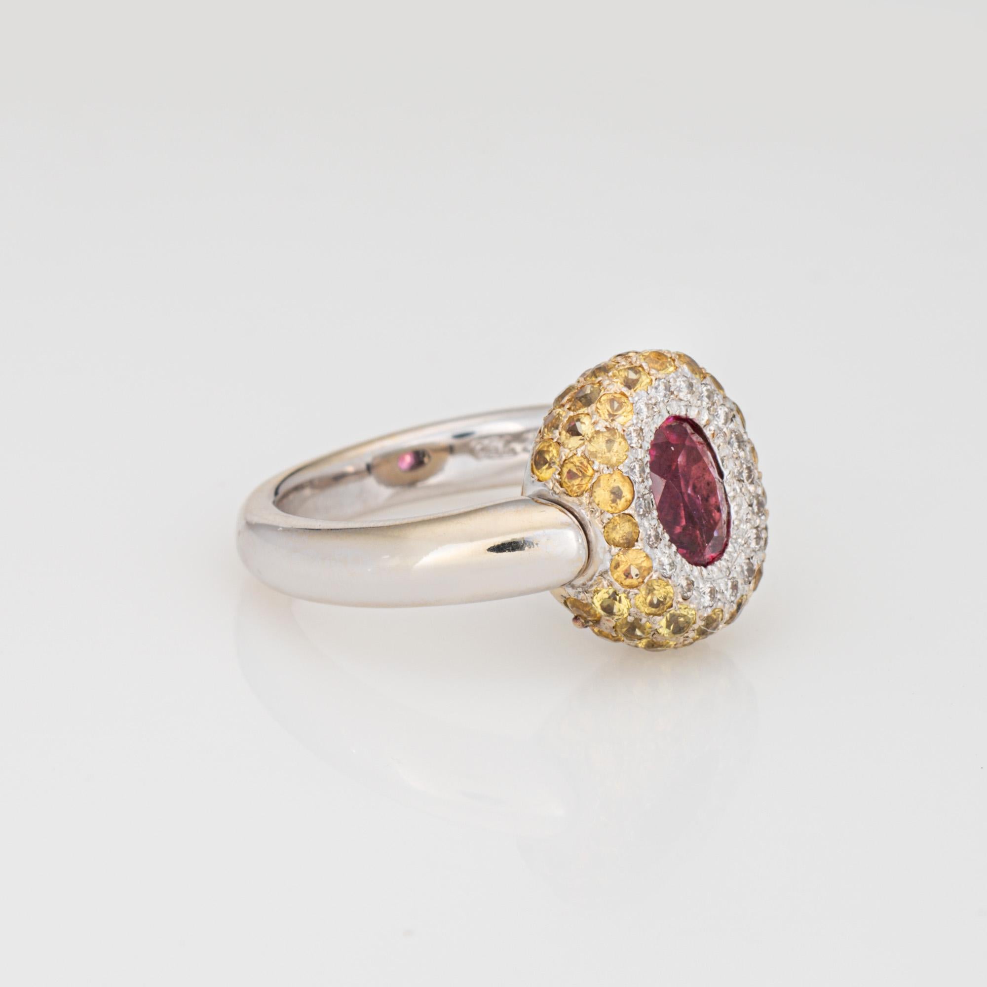 Rosa Turmalin Gelb Saphir Flip Ring Sz 6,5 14k Weißgold Cocktail Estate (Zeitgenössisch) im Angebot